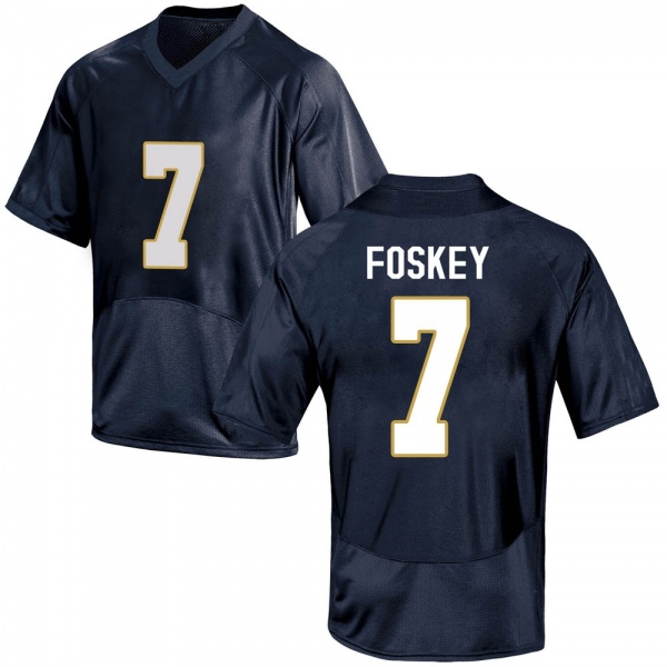 Isaiah Foskey Notre Dame Fighting Irish NCAA Youth #7 Navy Blue Replica College Stitched Football Jersey QZO6055ZH